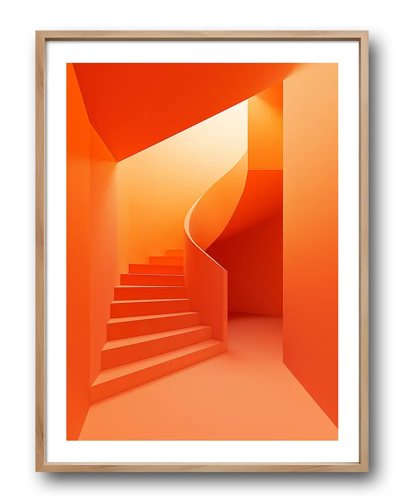 Orange Staircase Poster - Digital Wall Art shop - Quality poster